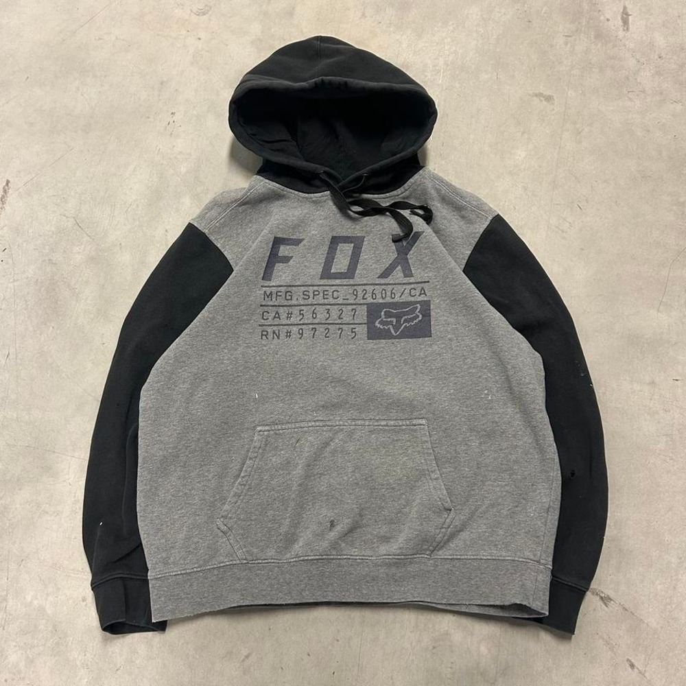 Y2K Fox Racing Black And Grey Hoodie‎